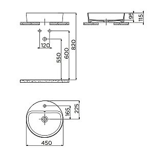 Накладная раковина CREAVIT Loop 45 LP146-00KK00E-0000 угольно-черный матовый купить в интернет-магазине Sanbest