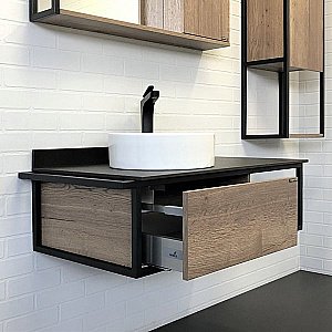 Тумба с раковиной Comforty Лиссабон 95 дуб темный для ванной в интернет-магазине Sanbest