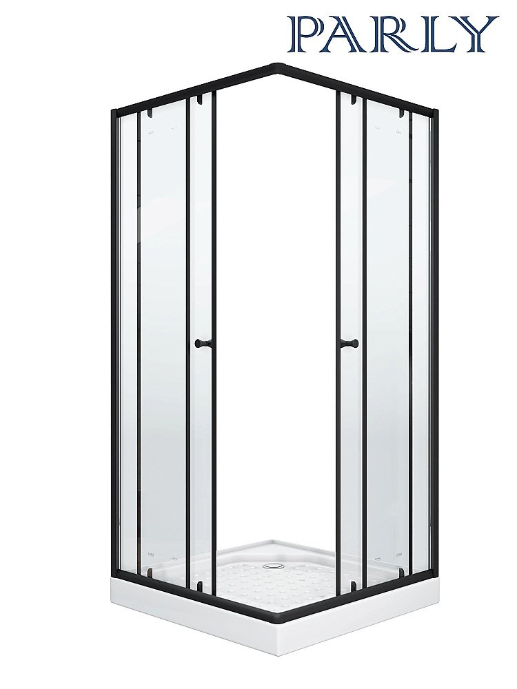 Душевой уголок PARLY ZQ81B 80х80 стекло прозрачное/профиль черный купить в интернет-магазине Sanbest
