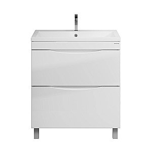 Тумба с раковиной напольная Grossman Виста 75 с 2-я ящ, белый глянец для ванной в интернет-магазине Sanbest