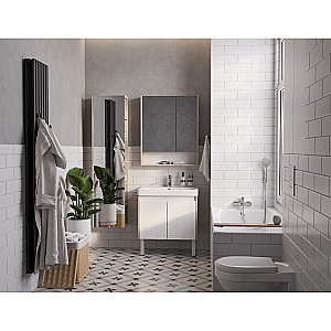 Тумба с раковиной Акватон Сканди Doors 70 белая/дуб верона для ванной в интернет-магазине Sanbest