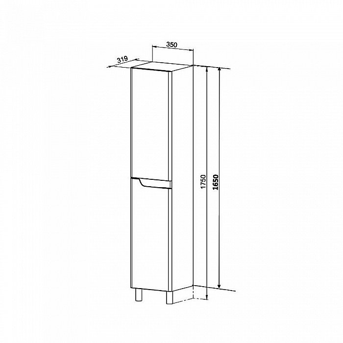 Пенал Orange Topline Milano PM35-05KU для ванной в интернет-магазине сантехники Sanbest