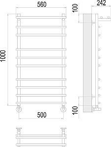 Полотенцесушитель водяной с полочкой Terminus Ватра П10 500х1000 купить в интернет-магазине сантехники Sanbest