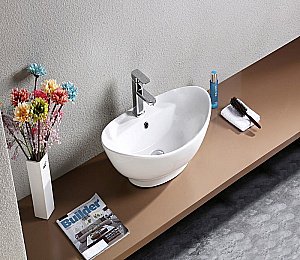 Раковина накладная Ceramalux N 59,5 9018 белая купить в интернет-магазине Sanbest