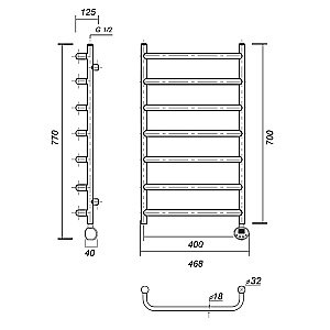 Полотенцесушитель электрический Domoterm Стефано П7 400x700 E хром купить в интернет-магазине сантехники Sanbest