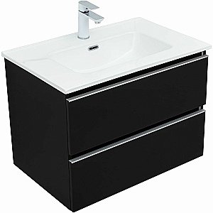 Тумба с раковиной Aquanet Вега 70 329596 черная для ванной в интернет-магазине Sanbest