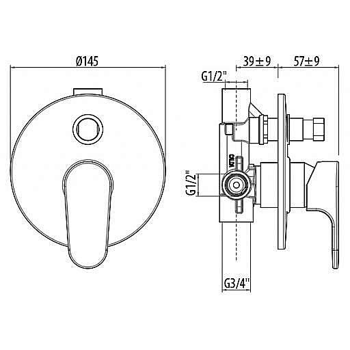 Смеситель для душа Gattoni H2omix1000 1034/10C0 купить в интернет-магазине сантехники Sanbest