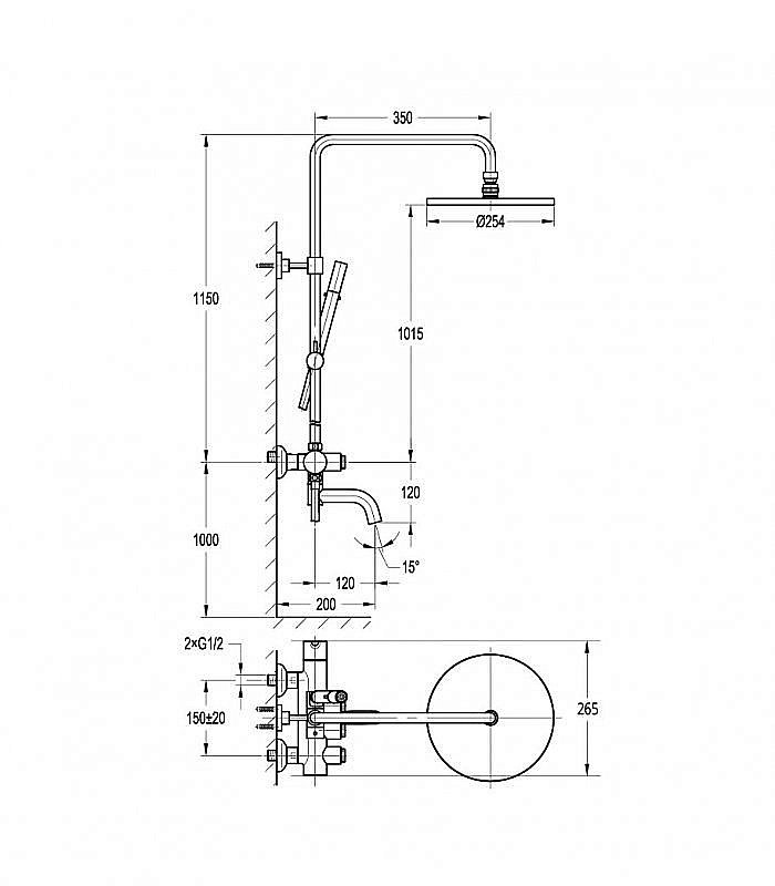 Душевая система Cezares ECO-CVD-BORO золото купить в интернет-магазине сантехники Sanbest