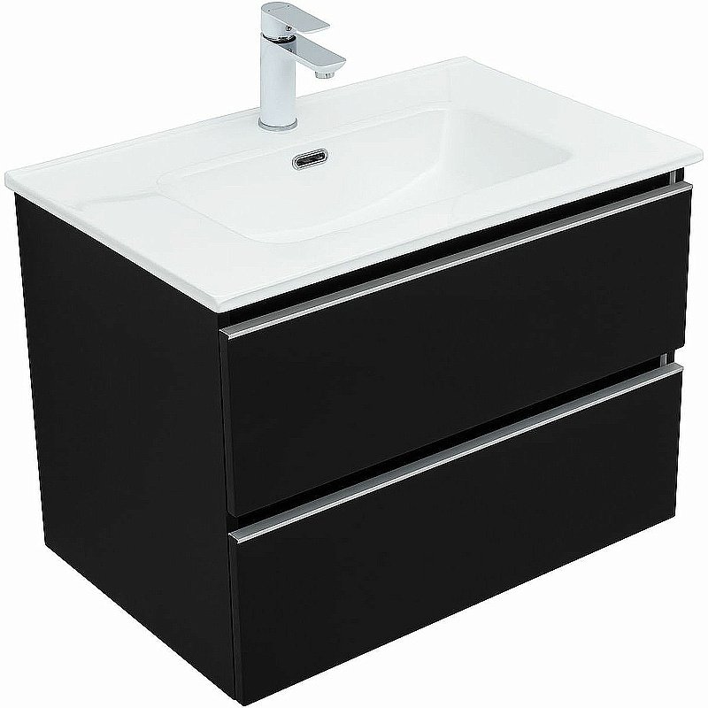 Тумба с раковиной Aquanet Вега 70 329596 черная для ванной в интернет-магазине Sanbest