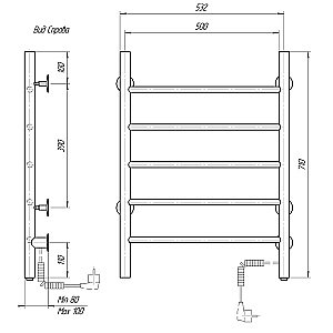 Полотенцесушитель электрический Domoterm Аврора DMT 109-5 50x71 EK хром купить в интернет-магазине сантехники Sanbest