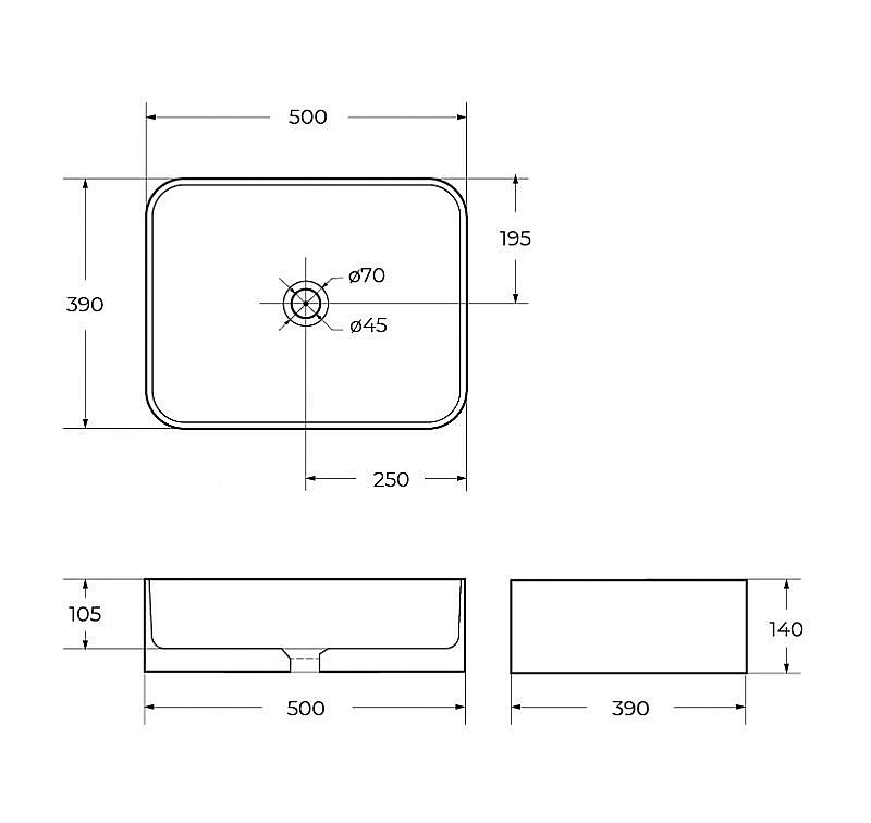 Раковина накладная Belbagno 50 BB1304 белая купить в интернет-магазине Sanbest