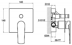Смеситель для душа BelBagno CARIN CAR-BASM-CRM купить в интернет-магазине сантехники Sanbest