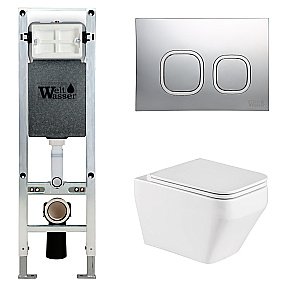 Унитаз с инсталляцией WeltWasser AMBERG 350 ST + HOFBACH 041 GL-WT + AMBERG RD-CR купить в интернет-магазине Sanbest