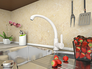 Смеситель для кухни Elghansa Kitchen Color 5661097-White Stone белый купить в интернет-магазине сантехники Sanbest
