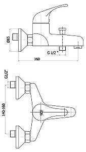 Смеситель для ванны GPD Flamengo MBB10 купить в интернет-магазине сантехники Sanbest