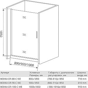 Душевая дверь Good Door MOKKA DR-80-C-WE стекло прозрачное/профиль белый купить в интернет-магазине Sanbest