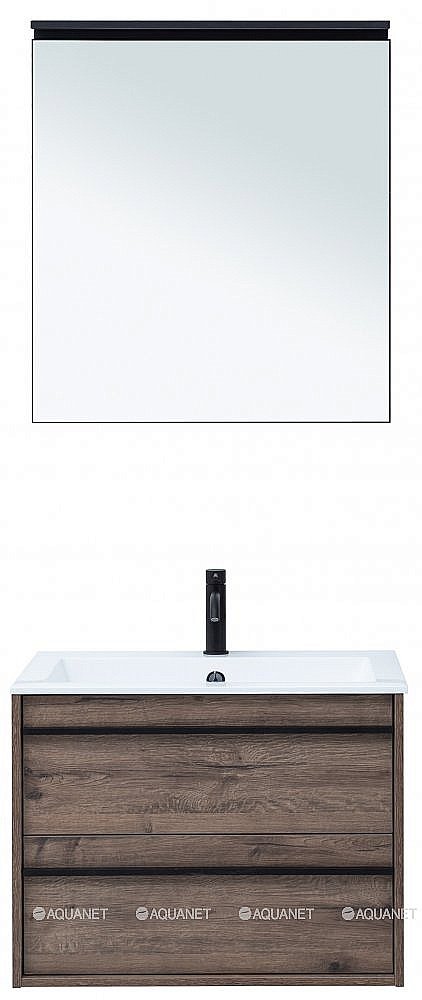 Тумба с раковиной Aquanet Lino 70 Дуб Веллингтон для ванной в интернет-магазине Sanbest