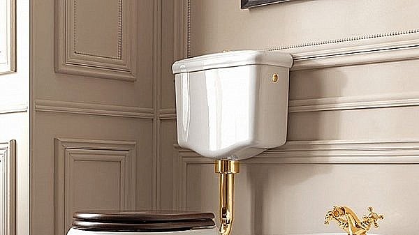 Унитаз напольный Kerasan Retro 1011 с низким бачком 1082 Белый/золото купить в интернет-магазине Sanbest