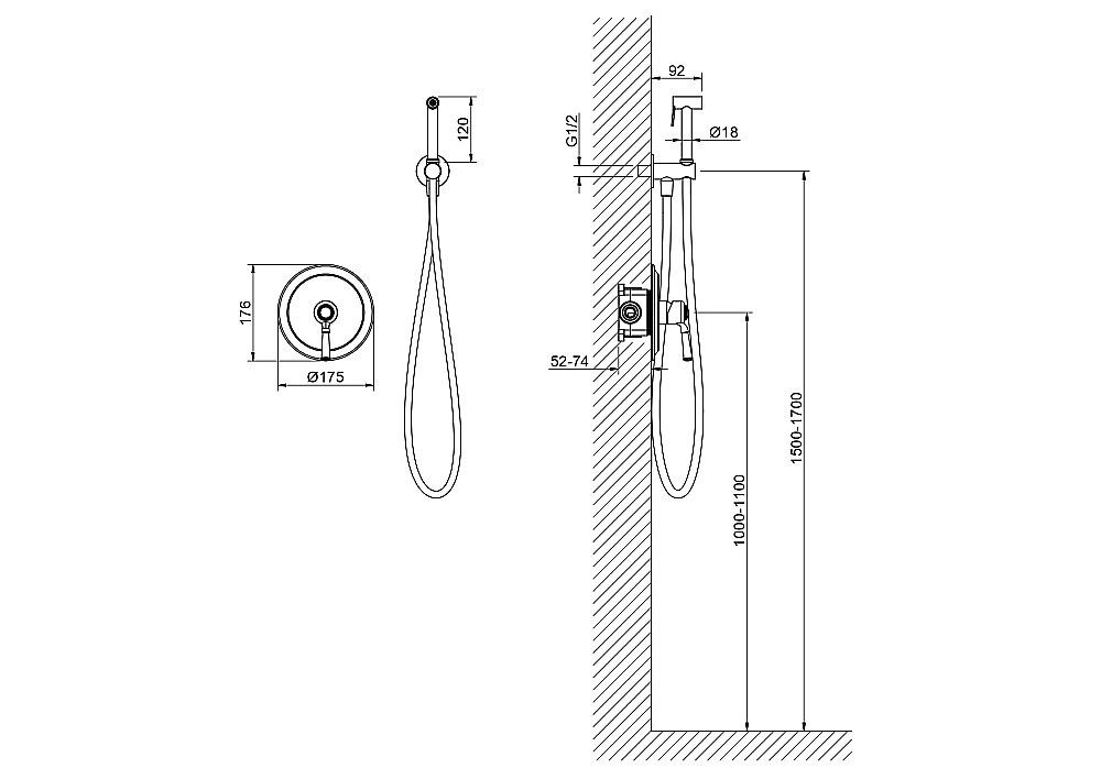 Гигиенический душ Aquatek Классик AQ1519MB черный матовый купить в интернет-магазине сантехники Sanbest