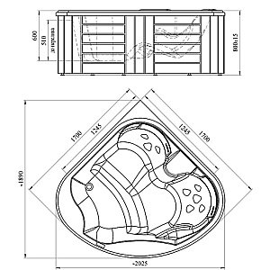 Минибассейн Радомир Корнелия Platinum 1-30-0-0-5-164С 170х170 Серый мрамор купить в интернет-магазине Sanbest