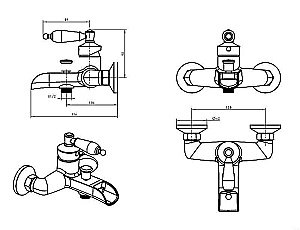 Смеситель для ванны Boheme Vogue 213-BSW золото/ручка черная Swarovski купить в интернет-магазине сантехники Sanbest