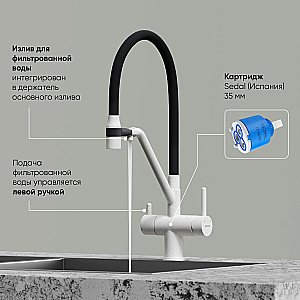 Смеситель для кухни Sancos Dora SC4003GR белый гранит купить в интернет-магазине сантехники Sanbest