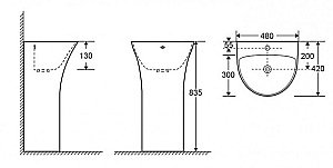 Раковина напольная CeramaLux N 48 G-307 белая купить в интернет-магазине Sanbest