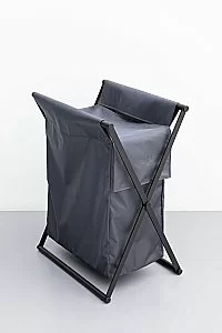 Корзина для белья Allen Brau Priority 6.32001-BS+6.32002-87 черная матовая/мешок серый купить в интернет-магазине сантехники Sanbest