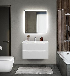 Тумба с раковиной BelBagno MARINO-CER-MINI-800-2C-SO-BO-P Bianco Opaco для ванной в интернет-магазине Sanbest