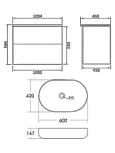 Тумба с раковиной Orange Otto 100 Ot-100TuMDF+B08-600W белая глянцевая для ванной в интернет-магазине Sanbest