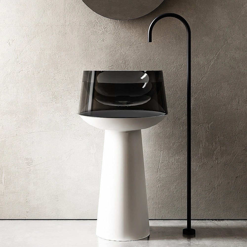 Раковина напольная ABBER Kristall AT2706White-Onyx белая/черная купить в интернет-магазине Sanbest