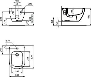 Биде подвесное Ideal Standard TESI T3552V3 купить в интернет-магазине Sanbest