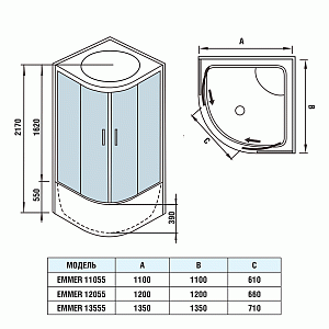 Душевой бокс WeltWasser WW500 EMMER 11055-2 110х110 купить в интернет-магазине Sanbest