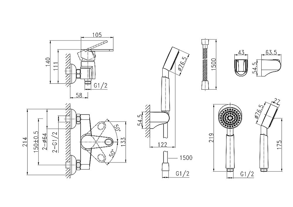 Смеситель для душа Cersanit CARI 63029 купить в интернет-магазине сантехники Sanbest