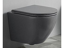 Унитаз подвесной Ceramalux 2197MG серый матовый, безободковый, с крышкой микролифт купить в интернет-магазине Sanbest