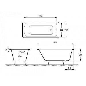 Ванна чугунная Delice Prestige Elite DLR230611 175х75 белая купить в интернет-магазине Sanbest