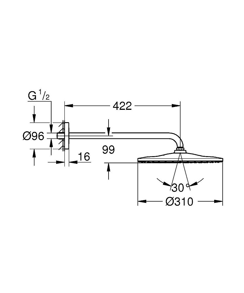 Верхний душ Grohe Rainshower Mono 26558000 купить в интернет-магазине сантехники Sanbest