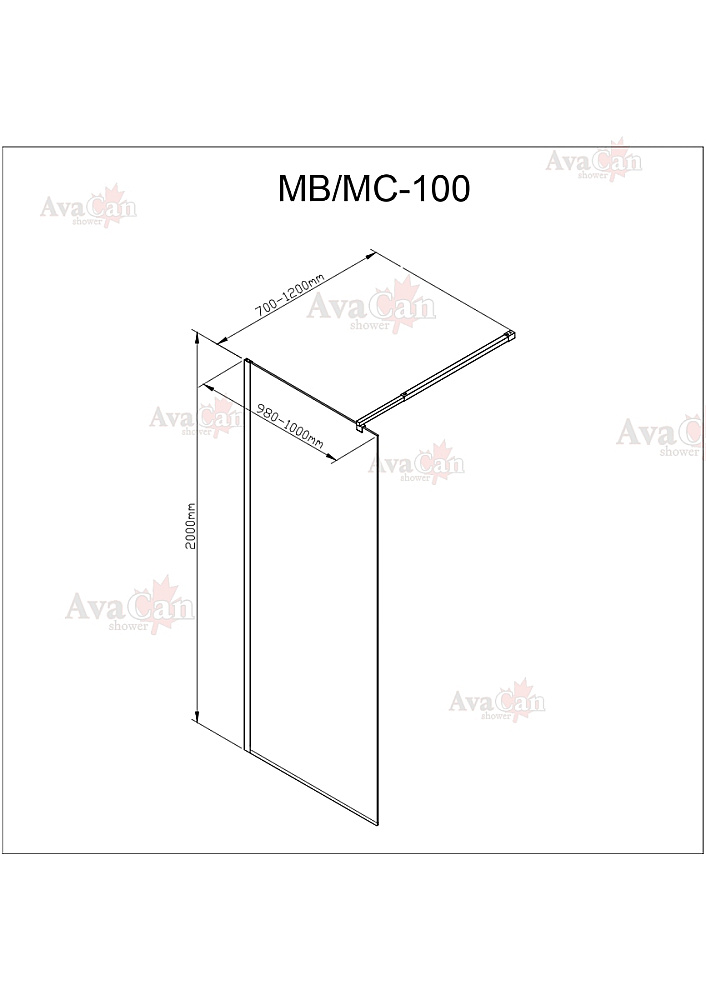 Душевое ограждение AvaCan MB100 профиль черный/стекло прозрачное с рисунком купить в интернет-магазине Sanbest