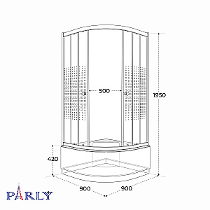Душевой уголок с поддоном PARLY Z9011N 90х90 стекло прозрачное с рисунком/профиль хром купить в интернет-магазине Sanbest