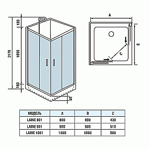 Душевая кабина WeltWasser WW500 LAINE 901 90х90 купить в интернет-магазине Sanbest
