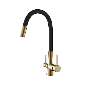 Смеситель для кухни Good Door KITCHEN-A СМ00058 брашированное золото купить в интернет-магазине сантехники Sanbest