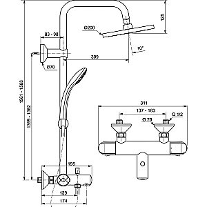 Душевая система Ideal Standard Idealrain Eco A6426AA купить в интернет-магазине сантехники Sanbest