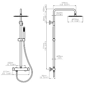 Душевая система Vincea City VSFS-4CT1GM вороненая сталь купить в интернет-магазине сантехники Sanbest