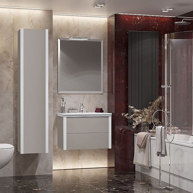 Тумба с раковиной Опадирис Рубинно 80 серая глянцевая для ванной в интернет-магазине Sanbest