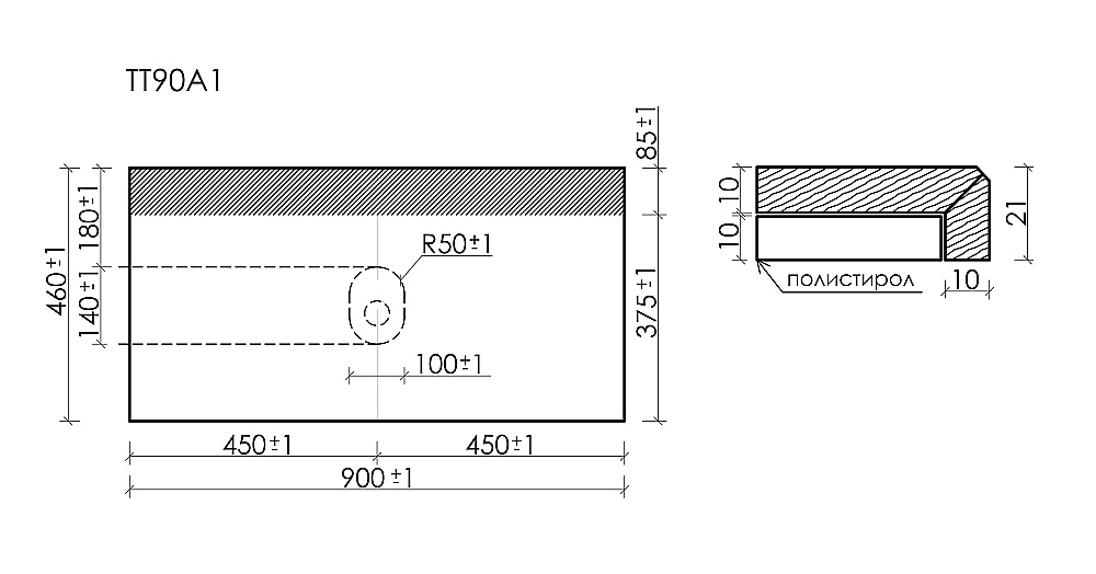 Столешница Sancos 90х46 TT90A2 кремовая матовая для ванной в интернет-магазине сантехники Sanbest