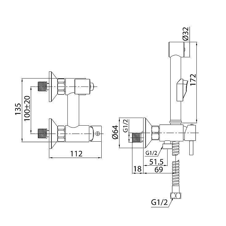 Гигиенический душ Milardo Tidy TIDSB00M08 хром купить в интернет-магазине сантехники Sanbest