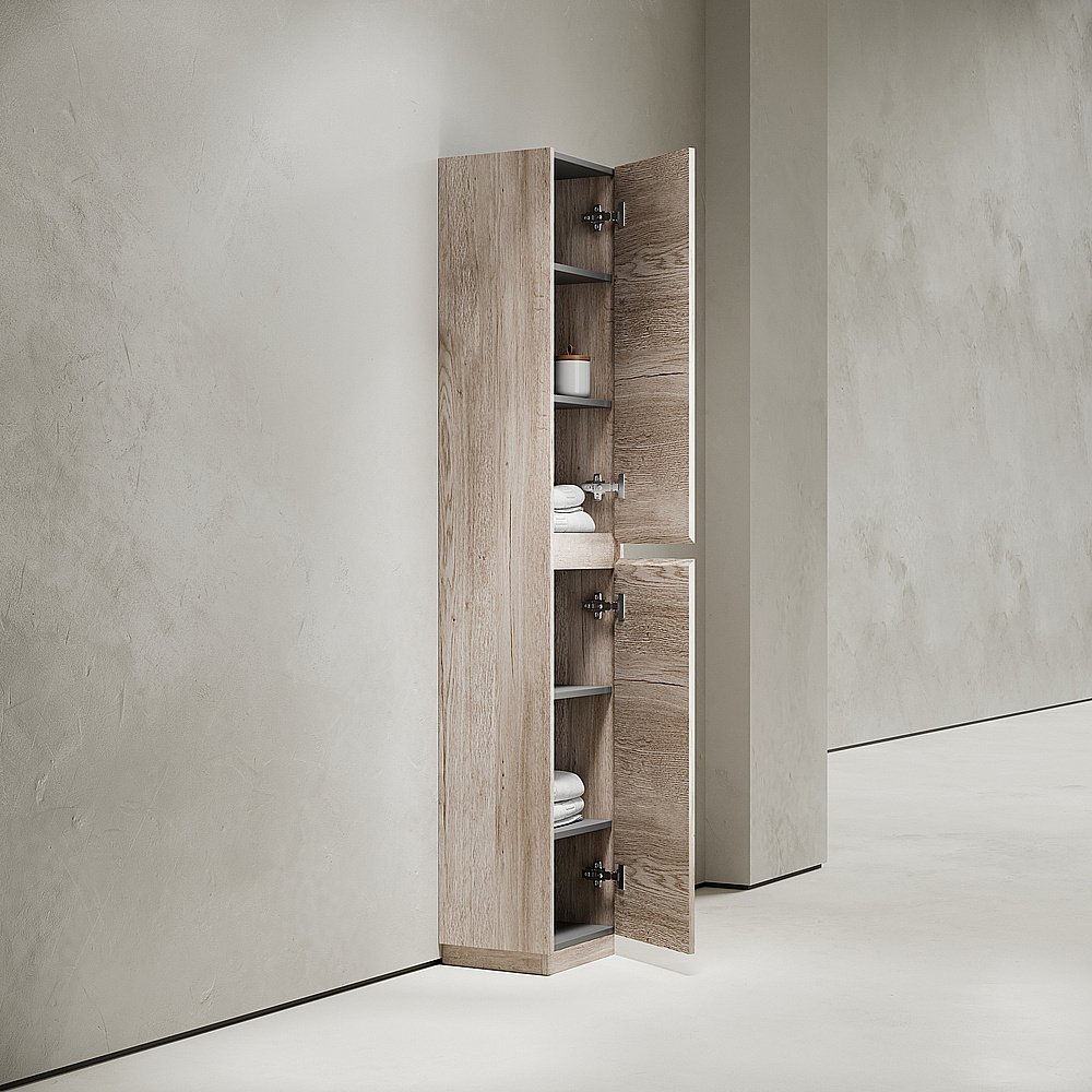 Пенал Sancos Libra Floor PLB35FEG дуб галифакс натуральный для ванной в интернет-магазине сантехники Sanbest