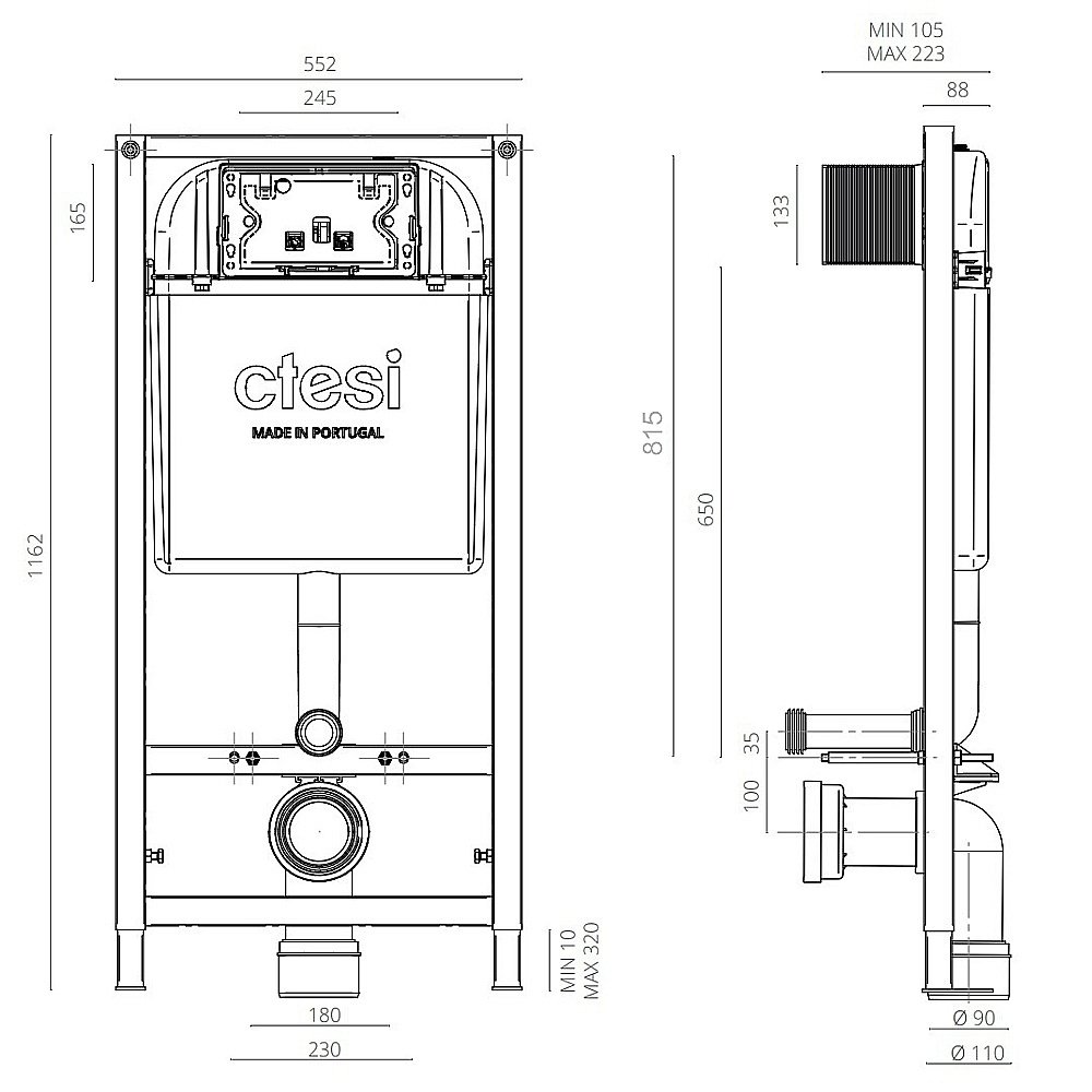 Инсталляция для унитаза Ctesi Solid BK0200240 купить в интернет-магазине сантехники Sanbest