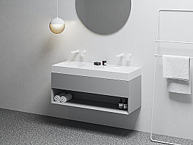 Тумба с раковиной Ravak LITE SD 120 без отверстий под смеситель, дымчато-серая для ванной в интернет-магазине Sanbest
