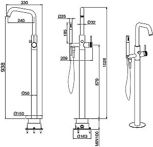 Смеситель для ванны Allen Brau Priority 5.31008-00 купить в интернет-магазине сантехники Sanbest